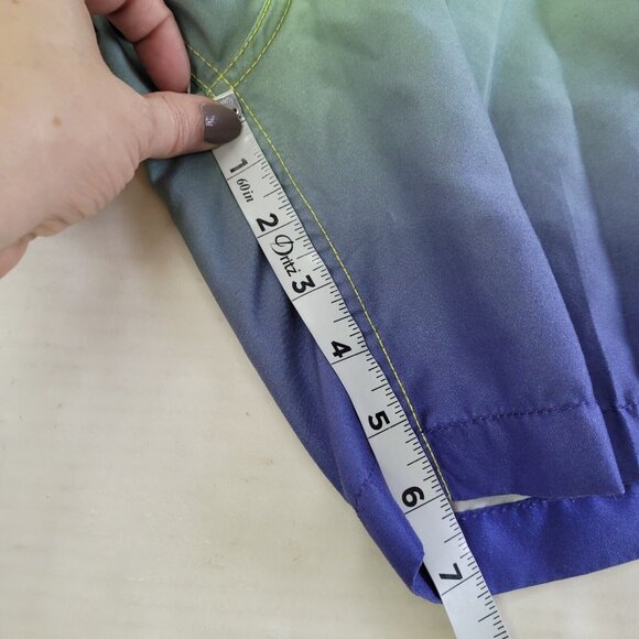 Trunks Swim Bottom Mens M Green/Blue Mesh Lined 6"‎ Logo Stretch Beach Surf Luau - Picture 12 of 14